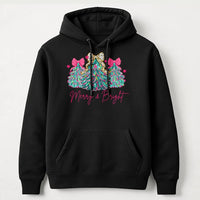 Leopard Bow Christmas Tree Hoodie, Merry and Bright Christmas Tree Hoodie, Retro Christmas Hoodie, Preppy Holiday Sweatshirt, Xmas Present