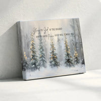 Glory to God Canvas Print, Luke 2 14 Christmas Canvas Wall Art, Religious Winter Forest Canvas Decor, Scripture Holiday Bible Verse Art Present