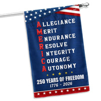 250 Years of Freedom Garden Flag | AMERICA Acrostic Patriotic Design | Double-Sided Polyester | 1776-2026 Commemorative Gift