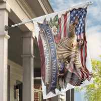 God Bless America House Flag | Jesus Sacred Heart & Bald Eagle 250 Years of Freedom1776-2026 Art | Weather-Resistant Double-Sided Outdoor Flag | Patriotic Christian Gift for Home & Yard