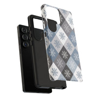 Winter Plaid Diamond Cover, Snowflake Argyle Phone Case for Samsung Galaxy, Comfy Holiday Shockproof Tough Case, Christmas Present