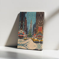 Snowy Chrysler Building Print, New York Christmas Canvas Wall Art, NYC Winter Cityscape Poster, Festive New York Decor, Digital Download