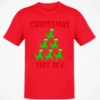 Humorous Dinosaur Holiday Graphic Tee, Christmas Tree Rex Shirt, Adorable Trex Christmas T-Shirt, Festive Dino Lover Shirt, Holiday Season Tee