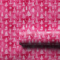 Watercolor Snowflake Holiday Gift Wrap, Pink Christmas Tree Wrapping Paper, Modern Colorful Wrapping Paper, Holiday Wrapping Paper Roll