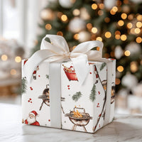 Humorous Holiday Cookout Wrapping Paper, Thumbs Up BBQ Santa Wrapping Paper, Christmas Grilling Wrapping Paper, Festive BBQ Gift Wrap Roll