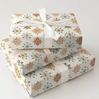 Rustic Holiday Gift Wrap, Vintage Folk Art Snowflake Wrapping Paper, Scandinavian Christmas Wrapping Paper, Retro Winter Gift Wrap Roll