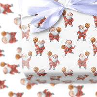 Sports Santa Claus Gift Wrap, Basketball Santa Wrapping Paper, Holiday Basketball Wrapping Paper, Retro Christmas Present Wrapping Paper