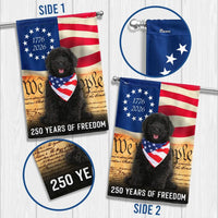 Black Goldendoodle Garden Flag | 250 Years of Freedom Patriotic Design | Double-Sided Weather-Resistant Polyester | Dog Lover Gift