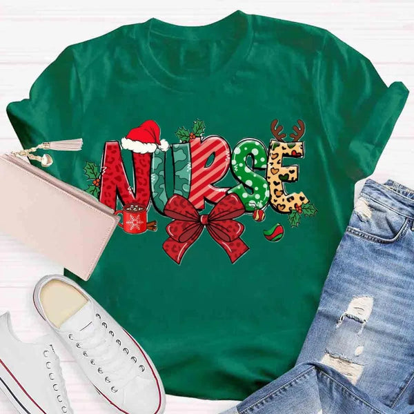 Festive Holiday Nurse Shirt, Christmas School Nurse T-Shirt, Adorable Winter Medical Graphic Tee, School Nursing Staff Apprec