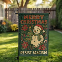 Anti Fascist Holiday Garden Flag, Merry Christmas Resist Fascism Garden Flag, Activist Christmas Yard Flag, Lawn Banner Decor Present