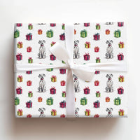 Watercolor Dog Gift Wrap, Dalmatian Christmas Wrapping Paper, Adorable Puppy Present Wrapping Paper Roll, Dog Lover Holiday Gift Wrap