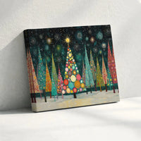 Colorful Night Snow Forest Print, Whimsical Christmas Tree Canvas Wall Art, Festive Holiday Decor, Digital Download Printable