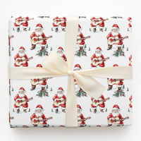 Acoustic Guitar Santa Wrapping Paper, Watercolor Santa Guitar Wrapping Paper, Musician Christmas Wrapping Paper, Holiday Gift Wrap Roll