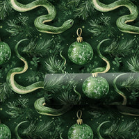 Gothic Forest Green Serpent Gift Wrap, Snake Christmas Wrapping Paper, Alternative Holiday Wrapping Paper, Emerald Pine Present Wrap