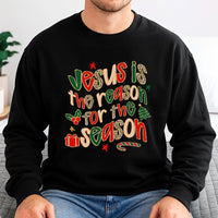 Leopard Print Christian Christmas Crewneck, Jesus Is the Reason for the Season Sweatshirt, Faith Holiday Pullover, Winter Jesus Sweater