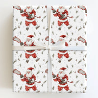 Ice Skating Santa Claus Gift Wrap, Lacrosse Santa Wrapping Paper, Sports Christmas Wrapping Paper, Athlete Coach Holiday Wrapping Paper