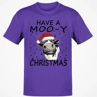 Humorous Holiday Cow Shirt, Have a Moo-y Christmas T-Shirt, Christmas Farmer Graphic Tee, Xmas Animal Lover T-Shirt, Holiday Present