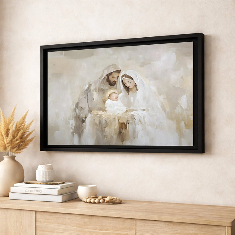Holy Family Wall Art, Nativity Scene Canvas Print, Christian Nativity Canvas Decor, Abstract Nativity Wall Art, Christmas Canvas Present