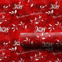 Christian Christmas Gift Wrap, Nativity Scene Joy Wrapping Paper, Crimson Red Religious Holiday Paper, Joy Gift Wrapping Paper Roll