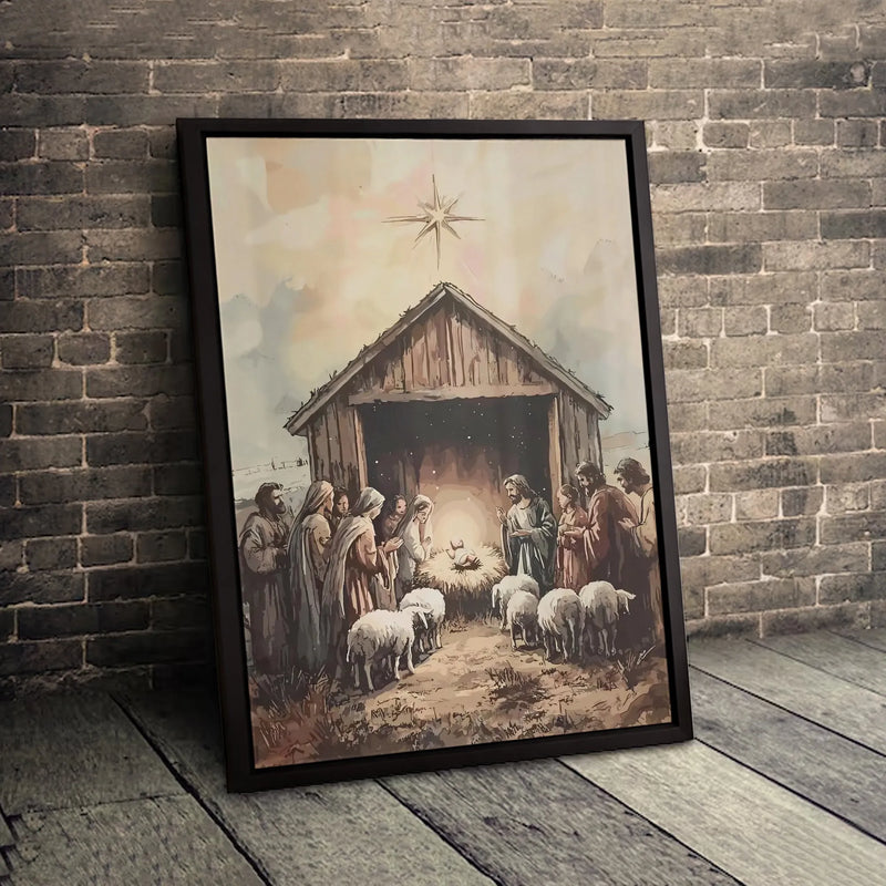 Watercolor Birth of Christ Poster, Holy Family Nativity Wall Art, Religious Christmas Print, Christian Holiday Decor Digital Download Present