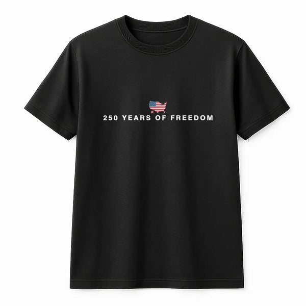 250 Years of Freedom T-Shirt | American Flag USA Map Patriotic Graphic | Soft100% Cotton Unisex Tee | Gift for Patriotic Americans and History Fans