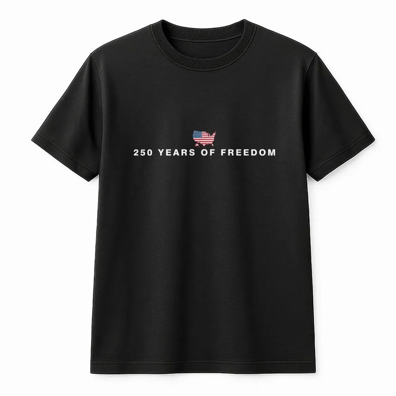 250 Years of Freedom T-Shirt | American Flag USA Map Patriotic Graphic | Soft100% Cotton Unisex Tee | Gift for Patriotic Americans and History Fans