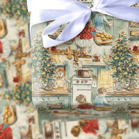 Nostalgic Kitchen Holiday Gift Wrap, Vintage Christmas Baking Wrapping Paper, Storybook Holiday Tree Wrapping Paper, Festive Xmas Gift Wrap