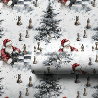 Watercolor Chess Gift Wrap Paper, Santa Playing Chess Christmas Wrapping Paper, Winter Holiday Wrapping Paper, Xmas Gift Wrap for Players