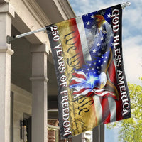 God Bless America House Flag | Patriotic Eagle & Cross 250 Years of Freedom Design | Double Sided Polyester | Outdoor Home Decor Gift