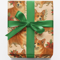 Christmas Corgi Dog Gift Wrap, Cardigan Welsh Corgi Wrapping Paper, Comfy Fireside Holiday Paper Roll, Corgi Dog Lover Xmas Wrapping Paper