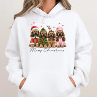 Merry Christmas Dog Hooded Sweatshirt, Cocker Spaniel Christmas Hoodie, Vintage Dog Mom Holiday Hoodie, Festive Xmas Dog Lover Present