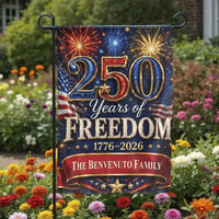 250 Years of Freedom Garden Flag | USA 250th Anniversary 1776-2026 Fireworks Design | Premium Double-Sided Weather-Resistant Polyester | Patriotic Gift for American History Lovers