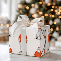 Modern Santa Claus Gift Wrap, Orange Polo Santa Wrapping Paper, Adorable Casual Santa Holiday Wrapping Paper, Humorous Christmas Wrapping Paper
