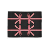 Holiday Plaid Runner Rug, Christmas Gingham Bow Runner Rug, Non-Slip Rubber Hallway Floor Mat, Festive Kitchen Carpet Decor