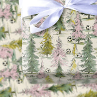 Sports Watercolor Holiday Gift Wrap, Soccer Christmas Tree Wrapping Paper, Soccer Player Christmas Gift Wrapping Paper, Winter Present Paper