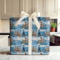 Snowy Winter Wonderland Gift Wrap, Victorian Mansion Christmas Wrapping Paper, Vintage House Wrapping Paper Roll