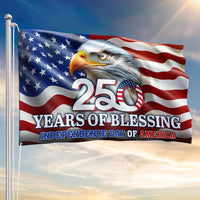 250 Years of Blessing House Flag | Bald Eagle American Flag Design | Double-Sided Polyester Grommet Flag | Independence Day Patriotic Decor
