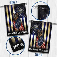 German Shepherd Thin Blue Line Garden Flag | 250 Years Police Service Tribute | Double-Sided Polyester | Law Enforcement Support Decor