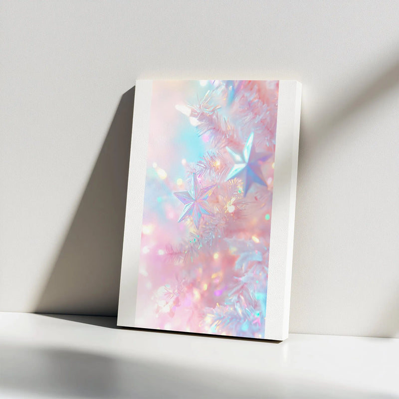 Iridescent Star Print, Pastel Christmas Star Canvas Art, Pastel Holiday Wall Art, Printable Christmas Decor, Star Canvas Digital Download