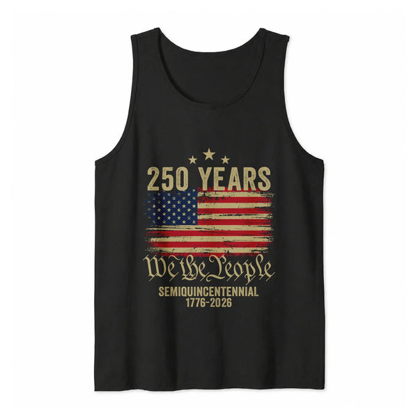 American Flag Tank Top | 250 Years We the People Semiquincentennial 1776-2026 | Soft Breathable Unisex Top | Patriotic Gift for History Fans