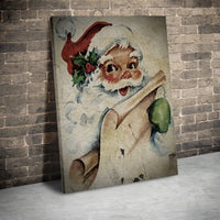 Distressed Christmas Canvas Print, Vintage Santa Claus Canvas Wall Art, Retro Holiday Wall Decor, Rustic Winter Painting Home Decor Present