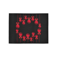 Holiday Hallway Runner Rug, Christmas Red Ornaments Runner Rug, Festive Winter Entryway Non Slip Floor Mat Rug, Xmas Home Decor Present