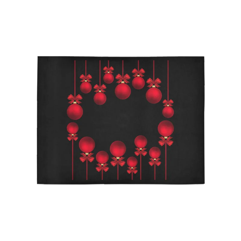Holiday Hallway Runner Rug, Christmas Red Ornaments Runner Rug, Festive Winter Entryway Non Slip Floor Mat Rug, Xmas Home Decor Present