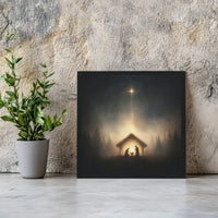 Holy Night Silhouette Canvas Print, Nativity Scene Canvas Wall Art, Star of Bethlehem Christmas Canvas, Christian Faith Holiday Home Decor