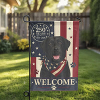Patriotic Black Labrador Garden Flag | US 250 Years Semiquincentennial Welcome | Double Sided Premium Polyester | Outdoor Yard Decor Gift for Dog Lovers