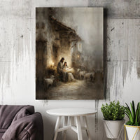 Holy Family Manger Poster, Nativity Scene Christmas Wall Art Print, Christian Holiday Printable Art, Instant Digital Download Decor