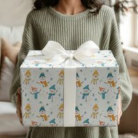 Whimsical Snowman Gift Wrap, Adorable Snowman Wrapping Paper, Festive Holiday Wrapping Paper, Christmas Snowman Paper, Winter Kids Present Wrap