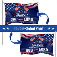 250 Years America Blessed Nation Flag | 1776-2026 Patriotic Grommet House Flag | UV-Resistant Polyester | Religious Americana Gift