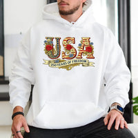 USA 250 Years Of Freedom Hoodie | Floral American Flag Graphic | Premium Cotton Blend | Patriotic Independence Day Gift For Adults