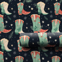 Cowboy Boots Holiday Gift Wrap, Western Christmas Wrapping Paper, Rustic Country Wrapping Paper, Cowboy Gift Wrap, Cowgirl Holiday Gift Wrap